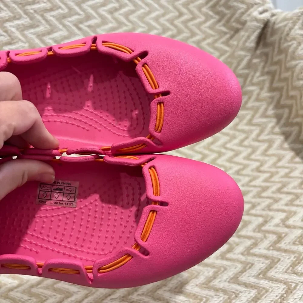 CROCS Womens Springi Bungee Pink Orange Slingback Ballet Flats - Picture 5 of 8